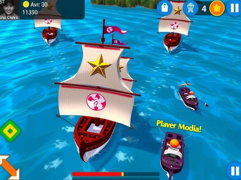 Sailing Stars India gameplay screenshot showing ship navigation